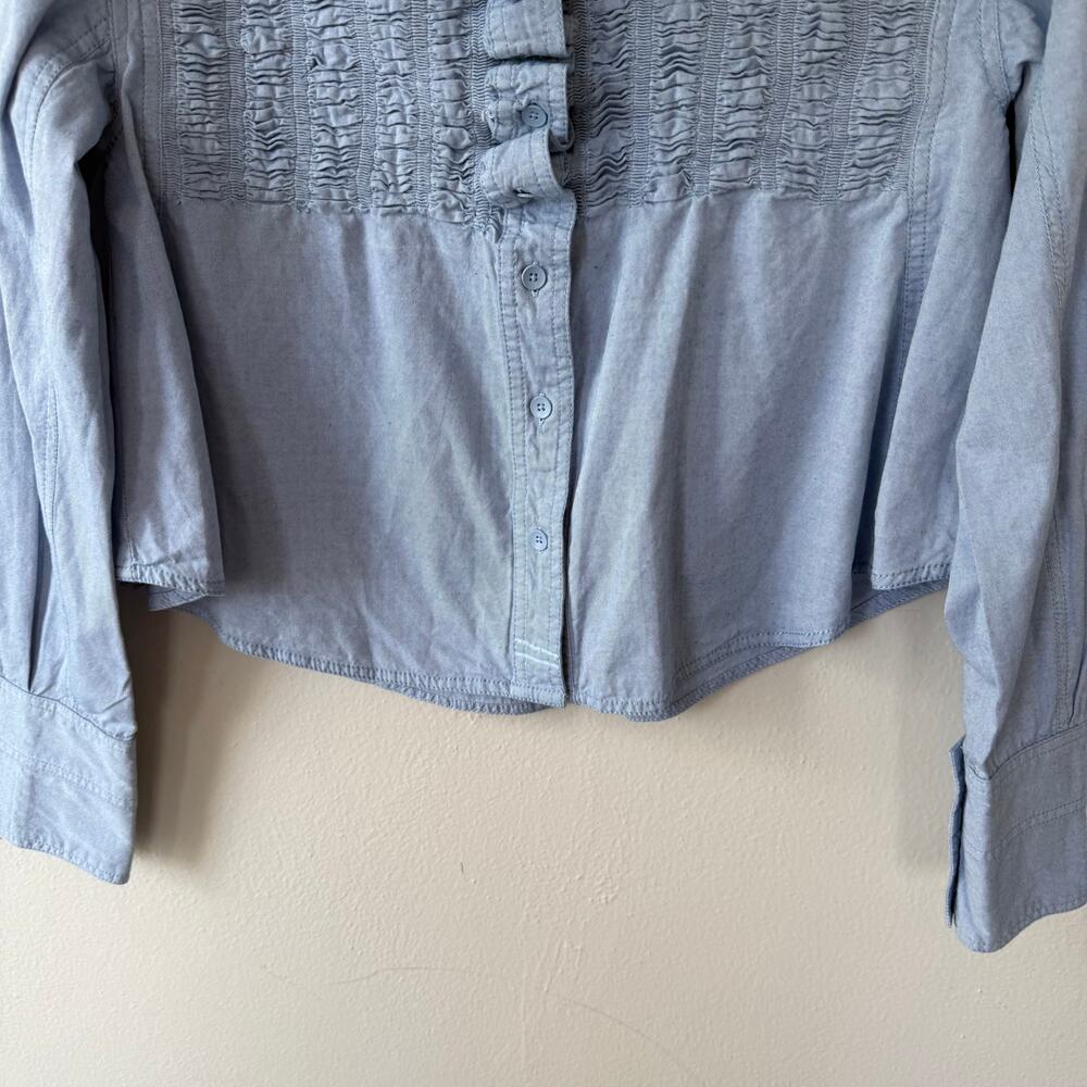 Free People We The Free Taylor Oxford shirt ruched panels on the chest. Size S - Picture 6 of 12